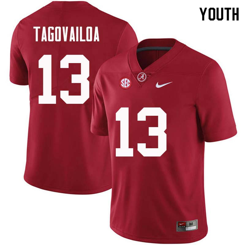 Youth #13 Tua Tagovailoa Alabama Crimson Tide College Football Jerseys Sale-Crimson